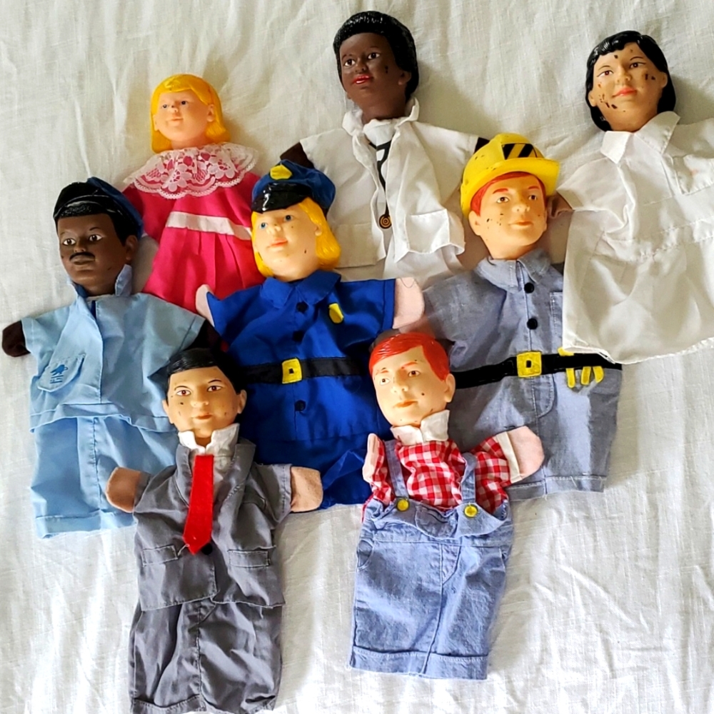 Vintage community helpers puppets